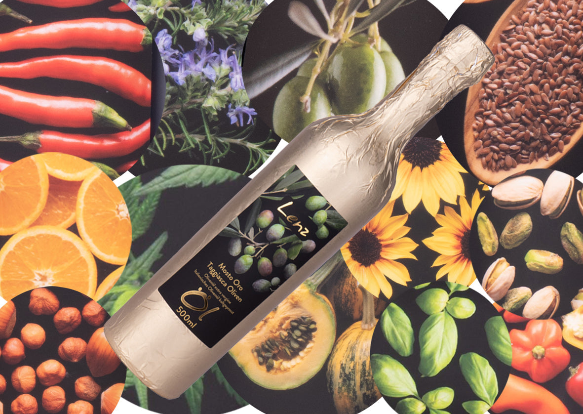 Lenz Öle -Ob mild, fruchtig oder kraftvoll – jede Sorte passt perfekt zu Salaten, Gemüse, Fisch oder feinen mediterranen Gerichten.