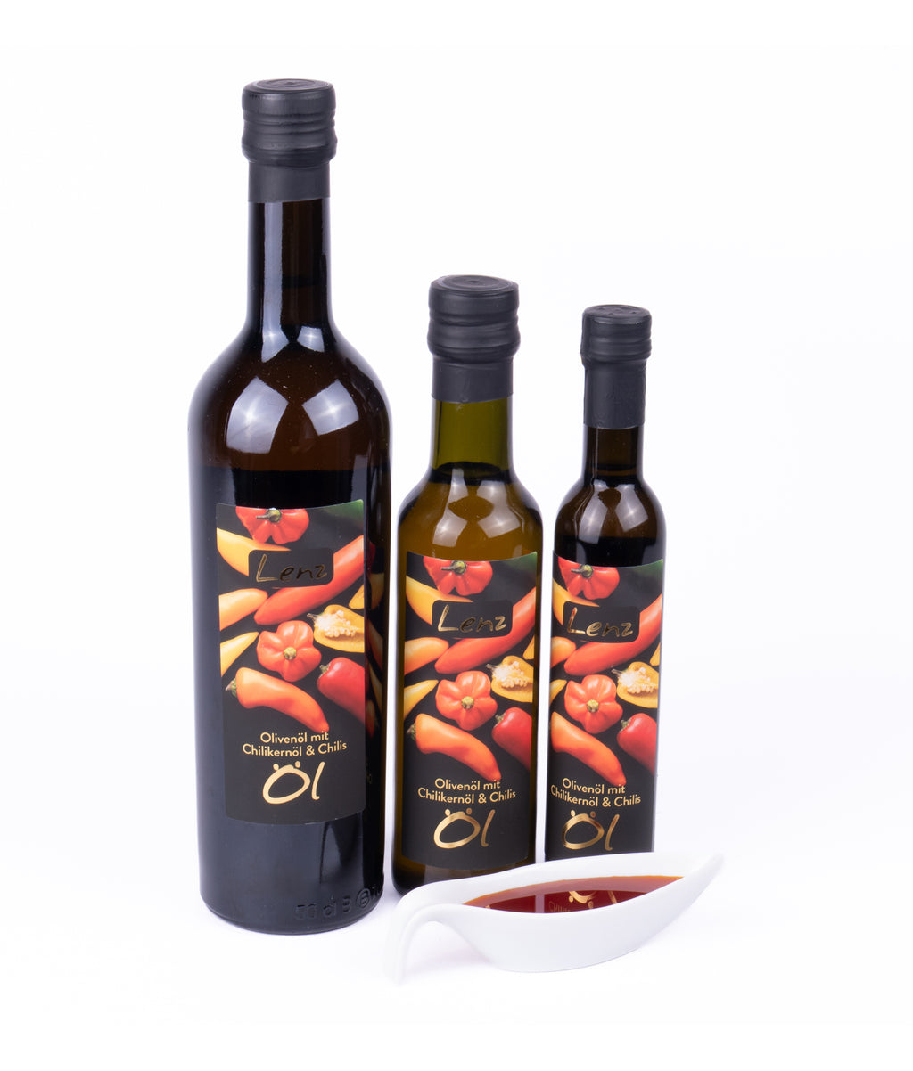 Olivenöl mit Chilikernöl & Chilis